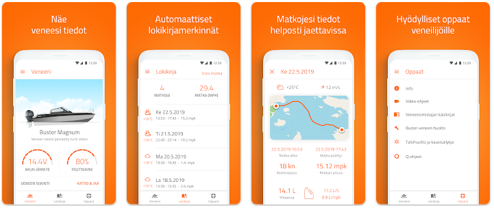 Buster app -mobiilisovelluksen näyttö