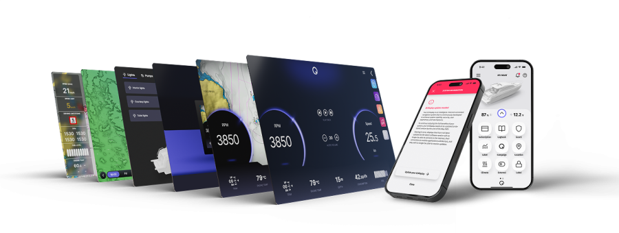 Buster Q display and Buster mobile app
